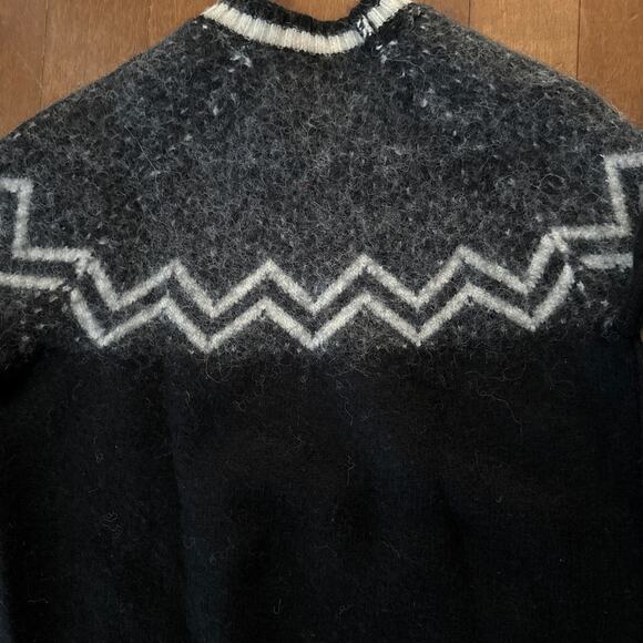 American Vintage unbranded Faire Isle Sweater black & gray size XS - Picture 11 of 12